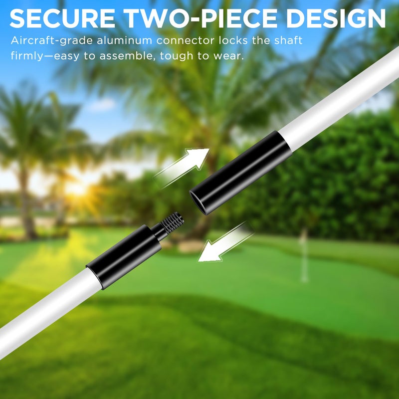 KINGTOP Golf Flagstick Mini, Practice Putting Green Flag Stick for Yard, Pole | Pin | Flagpole, Portable 2-Section Design, 3 Foot, 3-Pack, White - Image 4