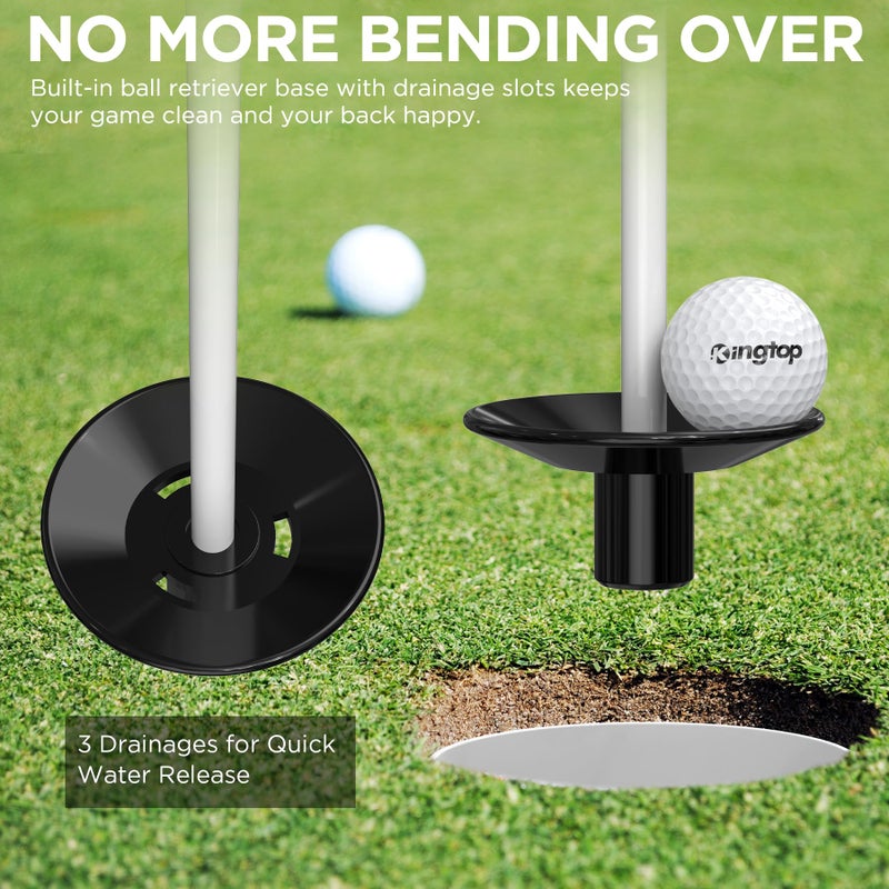KINGTOP Golf Flagstick Mini, Practice Putting Green Flag Stick for Yard, Pole | Pin | Flagpole, Portable 2-Section Design, 3 Foot, 3-Pack, White - Image 5