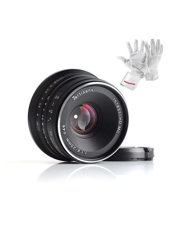 7artisans - 25mm F1.8 Manual Focus Prime Fixed Lens for Olympus and Panasonic Micro Four Thirds MFT M4/3 Cameras - Black - Image 1