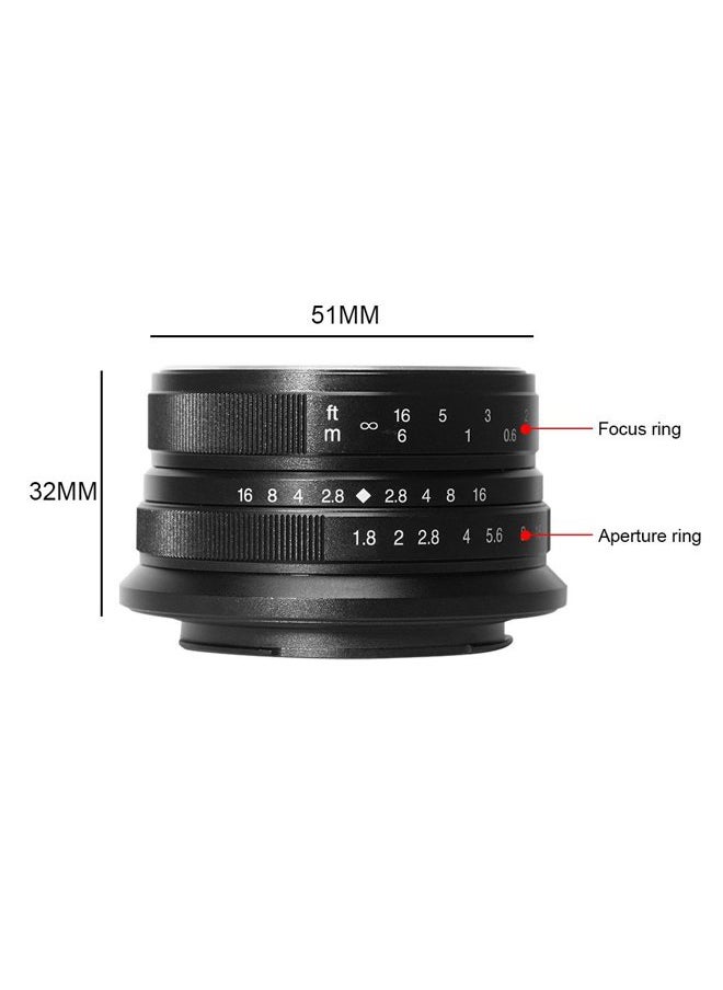 7artisans - 25mm F1.8 Manual Focus Prime Fixed Lens for Olympus and Panasonic Micro Four Thirds MFT M4/3 Cameras - Black - Image 1