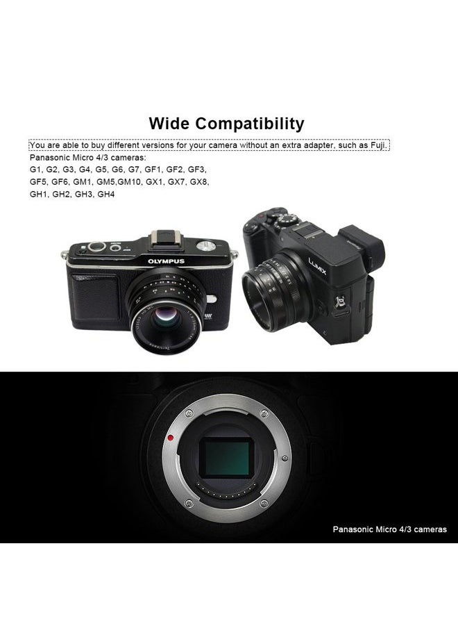 7artisans - 25mm F1.8 Manual Focus Prime Fixed Lens for Olympus and Panasonic Micro Four Thirds MFT M4/3 Cameras - Black - Image 1