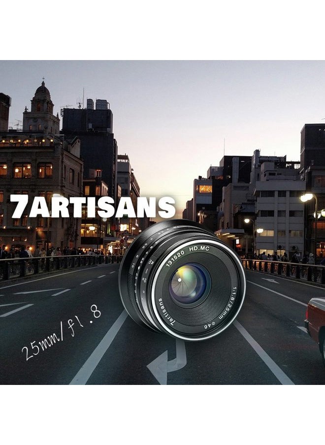 7artisans - 25mm F1.8 Manual Focus Prime Fixed Lens for Olympus and Panasonic Micro Four Thirds MFT M4/3 Cameras - Black - Image 1