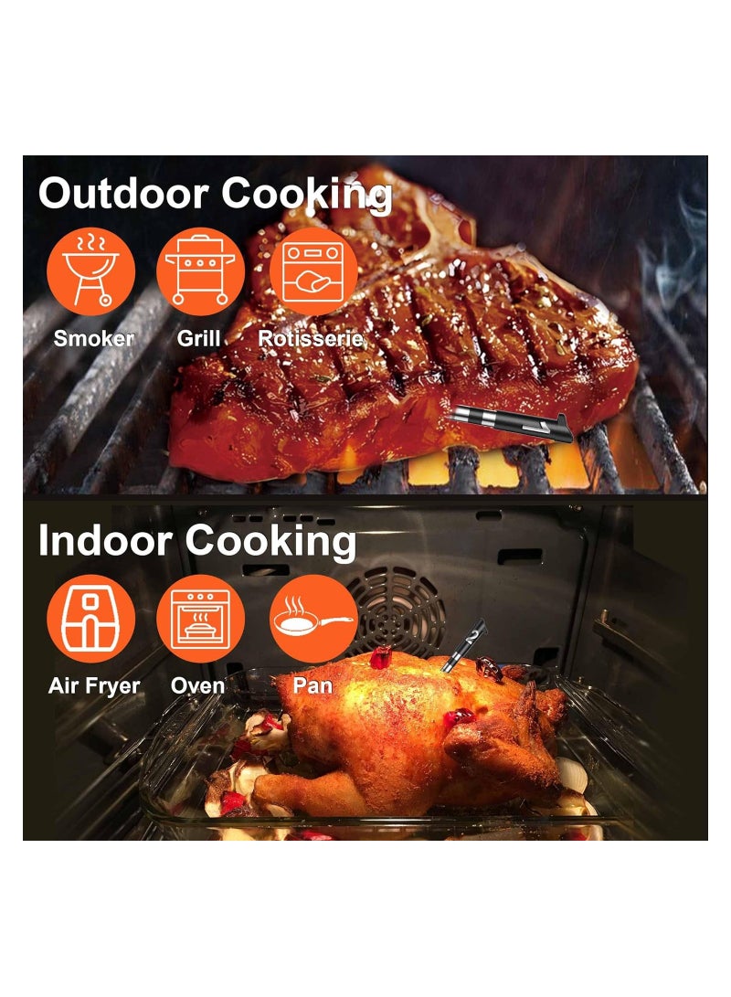 SYOSI مترون حراري للحوم لاسلكي، 2 مجس للحوم متر حراري لاسلكي للشواء، 195 قدم متر حراري للحوم رقمي لاسلكي، متر حراري ذكي للحوم لاسلكي، شواية أوفر للشواء، متر حراري لشواء اللحم - Image 2