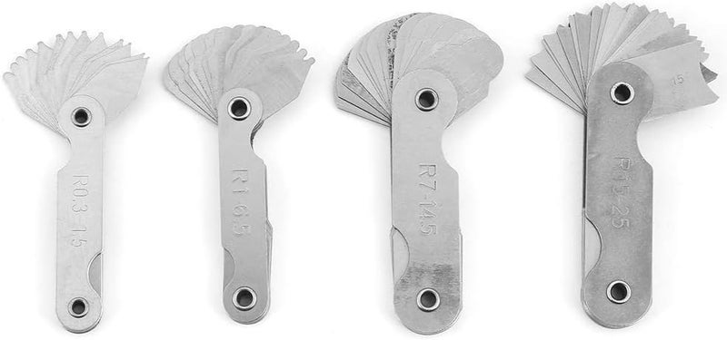 Walfront 4pcs Stainless Steel Radius Fillet Gauge Set R0.3-25 Measuring Tool for Concave Convex Contours Engineering Woodworking - Image 3