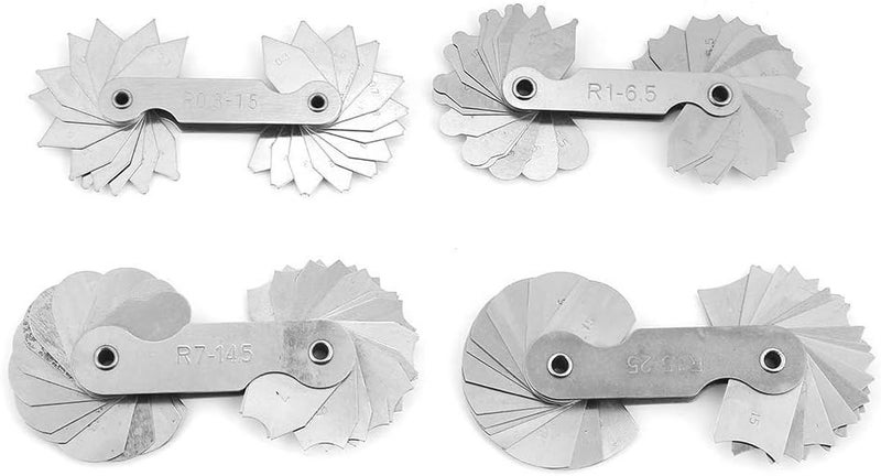 Walfront 4pcs Stainless Steel Radius Fillet Gauge Set R0.3-25 Measuring Tool for Concave Convex Contours Engineering Woodworking - Image 1