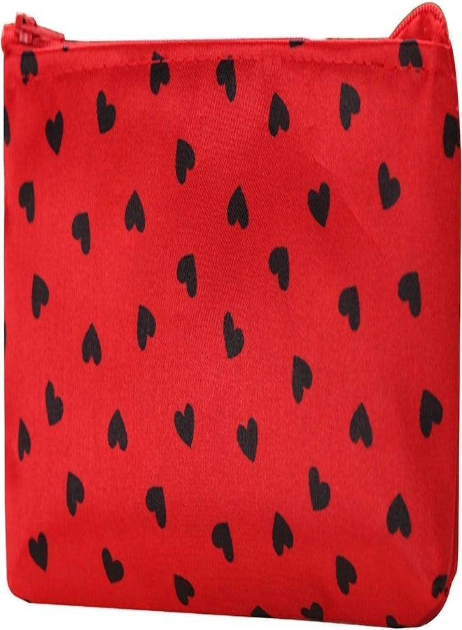 Wentoenapp Red and Black Love Heart Travel Toiletry Bag Make Up Bags, Portable Travel Cosmetic Bag Makeup Case Heart Dot Print Toiletry Wash Organizer for Bottles, Cosmetics, Bathroom Toiletries, Cosmetic Bags - Image 1