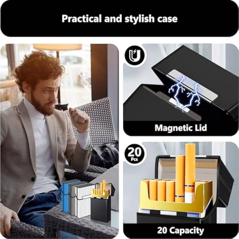 Cigarette Case (4 Pack), Magnetic Switch 20pcs Cigarette Holder Case for Men Women, Cigarettes Smoking Accessories, Metal and Plastic Box for  (85mm King Size) - Image 2