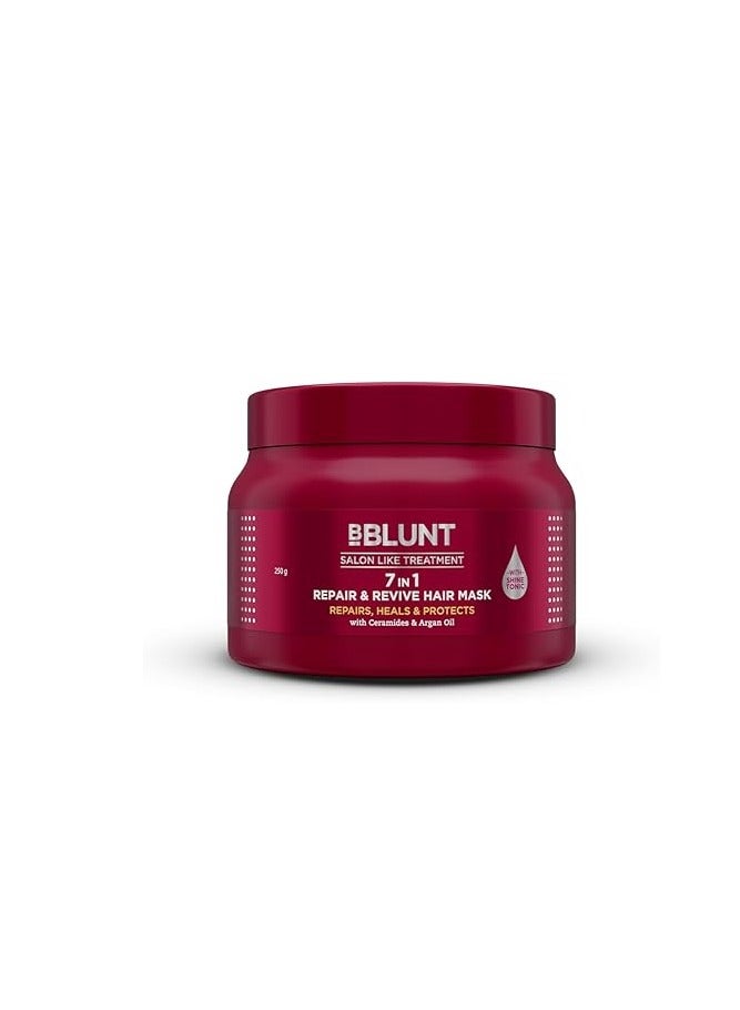 BBLUNT 7 in 1 Repair & Revive Hair Mask for Upto 100% Damage Repair - 250g| Addresses 7 Signs of Hair Damage | Enriched with Ceramides & Argan Oil