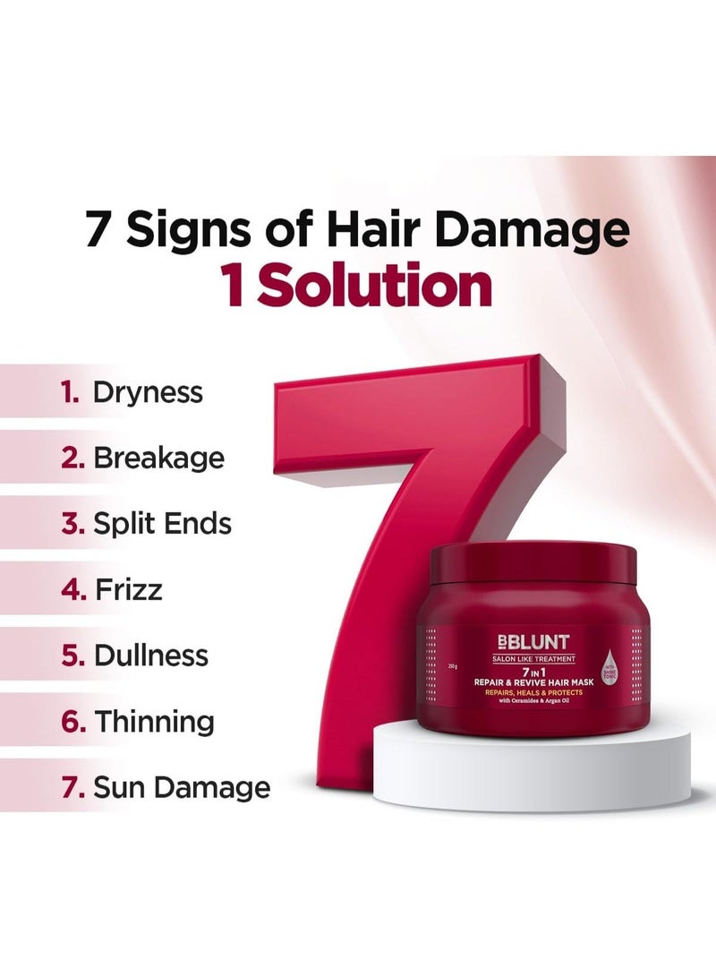 BBLUNT 7 in 1 Repair & Revive Hair Mask for Upto 100% Damage Repair - 250g| Addresses 7 Signs of Hair Damage | Enriched with Ceramides & Argan Oil - Image 3