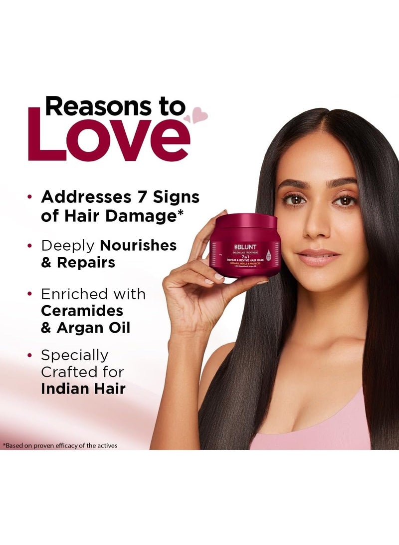 BBLUNT 7 in 1 Repair & Revive Hair Mask for Upto 100% Damage Repair - 250g| Addresses 7 Signs of Hair Damage | Enriched with Ceramides & Argan Oil - Image 4