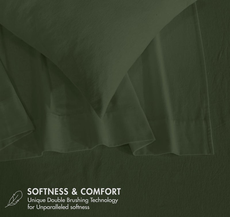 RUVANTI Flannel Sheets Queen Size - GOTS Certified 100% Organic Cotton, 4 Piece Warm, Soft & Breathable Set, Deep Pocket Snug Fit, Double Brushed Cozy All Season Bedding, Riffle Green - Image 5