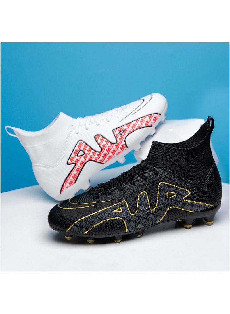 Loquat High-Top Competition Sports Football Shoes Black/White 