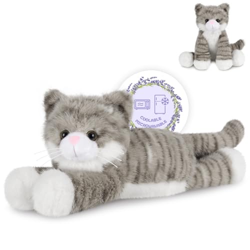 SuzziPals Heatable Coolable Grey Cats Stuffed Animals Microwave Heating Pad Animal for Discomfort Grey Cats Plush for Companion Cat Plushies Lavender Stuffed Animal Stuffed Cat Toys Gift - Image 1