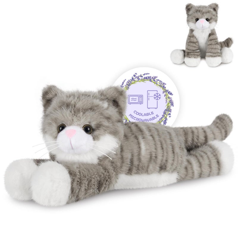 SuzziPals Heatable Coolable Grey Cats Stuffed Animals Microwave Heating Pad Animal for Discomfort Grey Cats Plush for Companion Cat Plushies Lavender Stuffed Animal Stuffed Cat Toys Gift - Image 3