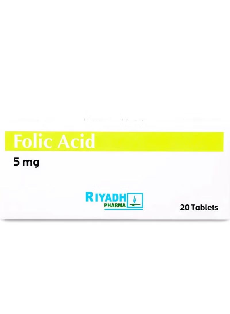 RIYADH PHARMA Pack Of 2 Folic Acid 5 Mg 20 Tablets - Image 2