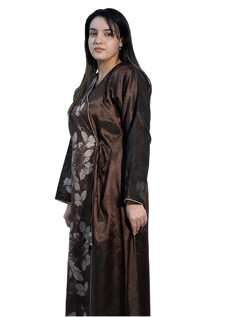 NUKHBAA Floral print Jacquard abaya-664