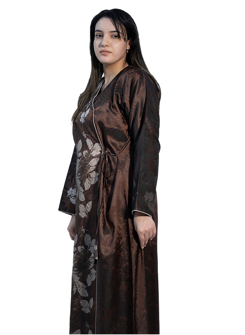 NUKHBAA Floral print Jacquard abaya-664  - Image 1