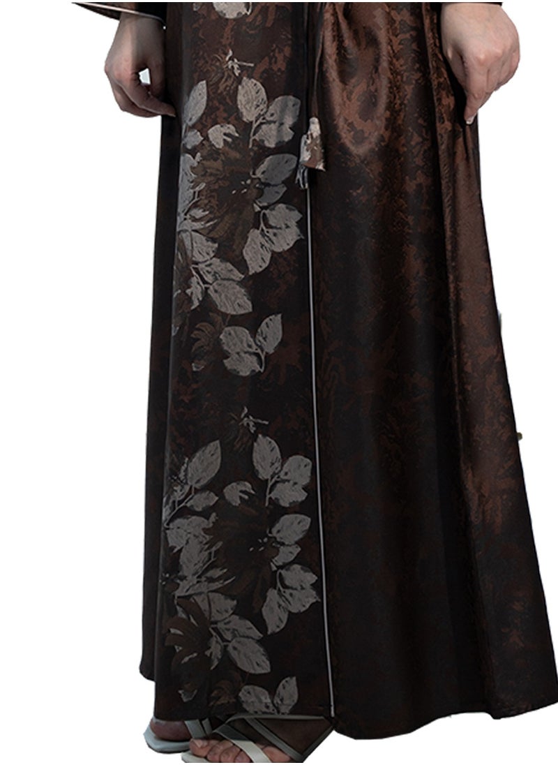 NUKHBAA Floral print Jacquard abaya-664  - Image 3