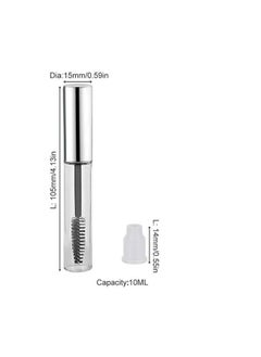 Vinayakart 2 Pcs 10Ml Empty Mascara Tubes Wand Portable Cream Container Bottle Ideal Kit For Diy Cosmetics Castor Oil Travel With 2 Rubber Inserts Silver  - Image 3