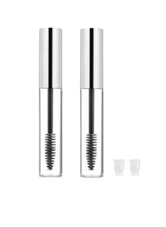 Vinayakart 2 Pcs 10Ml Empty Mascara Tubes Wand Portable Cream Container Bottle Ideal Kit For Diy Cosmetics Castor Oil Travel With 2 Rubber Inserts Silver  - Image 1