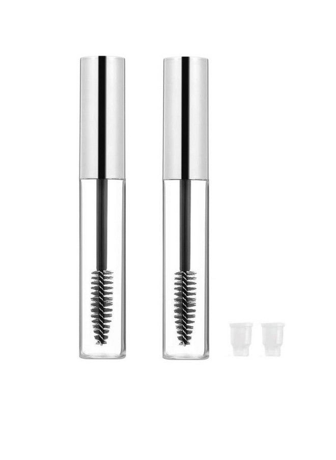 Vinayakart - 2 Pcs 10Ml Empty Mascara Tubes Wand Portable Cream Container Bottle Ideal Kit For Diy Cosmetics Castor Oil Travel With 2 Rubber Inserts Silver - Image 1