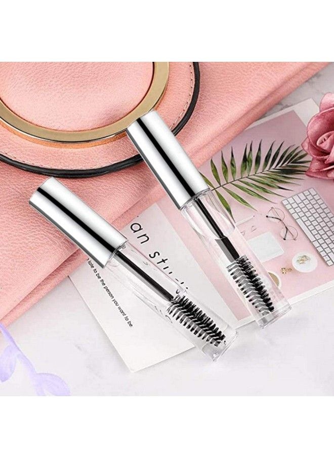 Vinayakart - 2 Pcs 10Ml Empty Mascara Tubes Wand Portable Cream Container Bottle Ideal Kit For Diy Cosmetics Castor Oil Travel With 2 Rubber Inserts Silver - Image 1