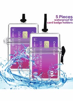 KASTWAVE Waterproof ID Card Badge Holder Floating Sports Case Locker Vertical Badge Holders with Hanging Ring and Rope 5 Pieces  - Image 5