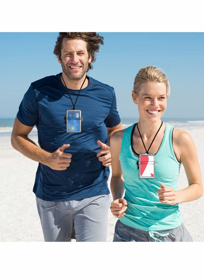 KASTWAVE Waterproof ID Card Badge Holder Floating Sports Case Locker Vertical Badge Holders with Hanging Ring and Rope 5 Pieces - Image 3