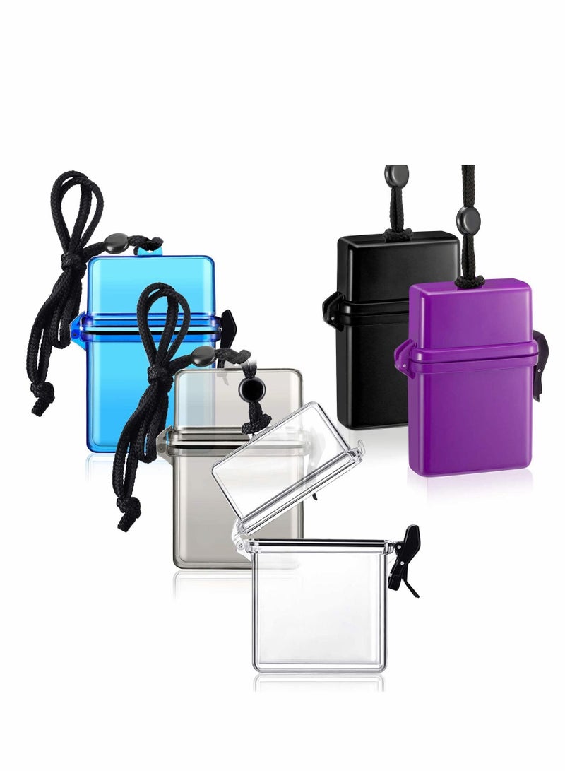 KASTWAVE Waterproof ID Card Badge Holder Floating Sports Case Locker Vertical Badge Holders with Hanging Ring and Rope 5 Pieces - Image 1
