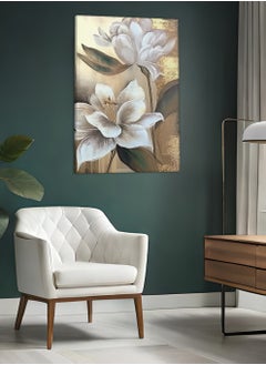 LOWHA Canvas Wall Art Stretched Over Wooden Frame with Golden Flowers Oil Painting Painting  - Image 1
