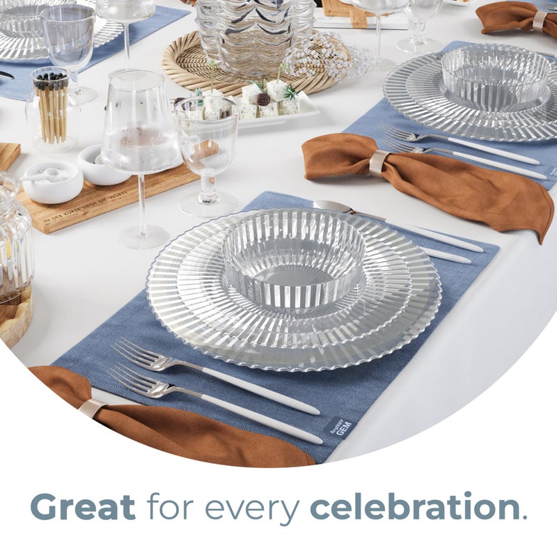 Exquisite 40 Piece Plastic Disposable Plates Set For 20 Guests I 20 X 9 Inch & 20 X 11 Inch Disposable Plastic Plates | Color: Clear | Great for Weddings Parties And Formal Occasions - Image 5
