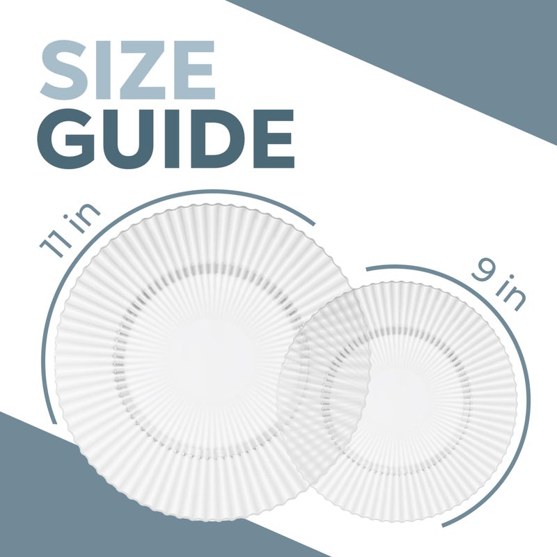 Exquisite 40 Piece Plastic Disposable Plates Set For 20 Guests I 20 X 9 Inch & 20 X 11 Inch Disposable Plastic Plates | Color: Clear | Great for Weddings Parties And Formal Occasions - Image 3