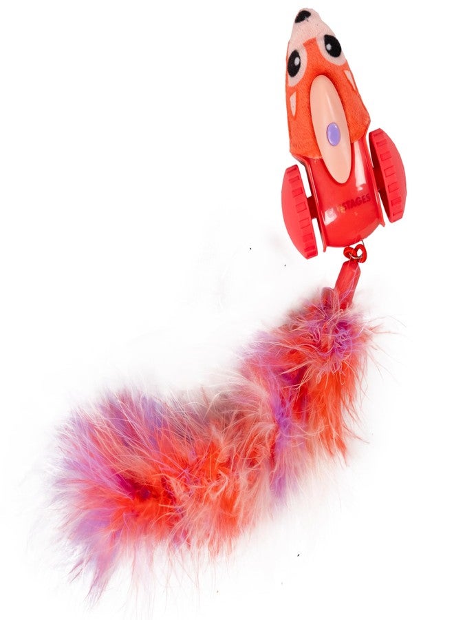 Catstages Racin' Squirrel Robot, Electronic Moving Cat Toy with Feathers, USB Rechargeable, Red - Image 1