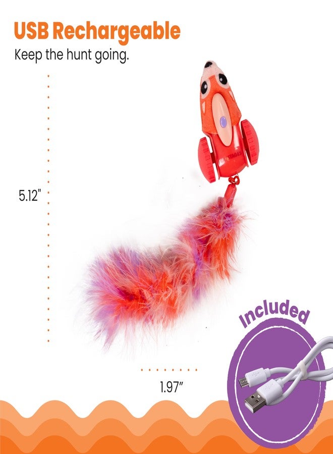 Catstages Racin' Squirrel Robot, Electronic Moving Cat Toy with Feathers, USB Rechargeable, Red - Image 5