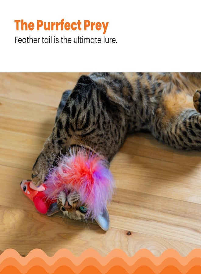 Catstages Racin' Squirrel Robot, Electronic Moving Cat Toy with Feathers, USB Rechargeable, Red - Image 4