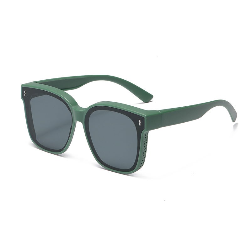 Generic Polarized Sunglasses Unisex Clip-On Flip-Up Matte green
