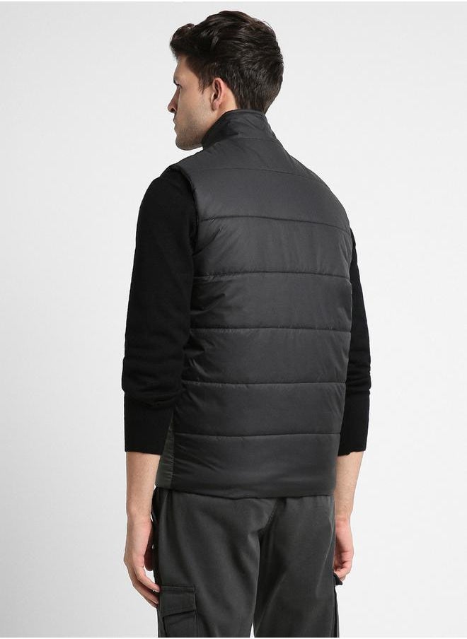 Dennis Lingo - Mock Neck Regular Fit Color Block Gilet Jacket by Styli - Image 1