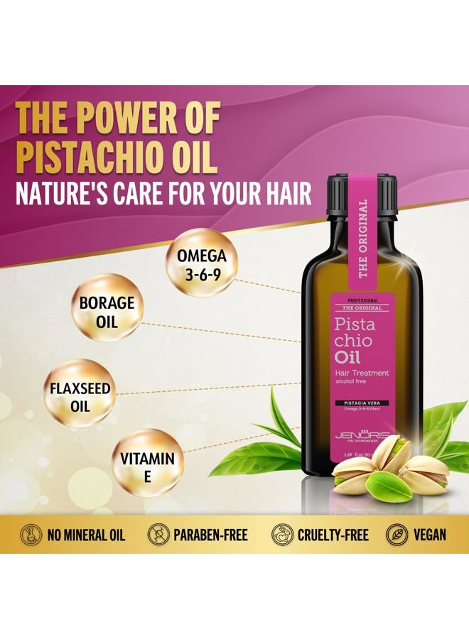 Jenoris Pistachio Oil Hair Serum for Frizzy and Damaged Hair, Lightweight Hair Oil for Dry Hair with Omega 3-6-9 Complex, Anti-Frizz Hair Serum for Shine, Hydration & Split-End Treatment, 1.69 fl.oz - Image 2