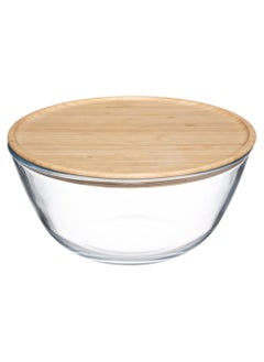 5five Glass Salad Bowl With Bamboo Lid 2.5L 