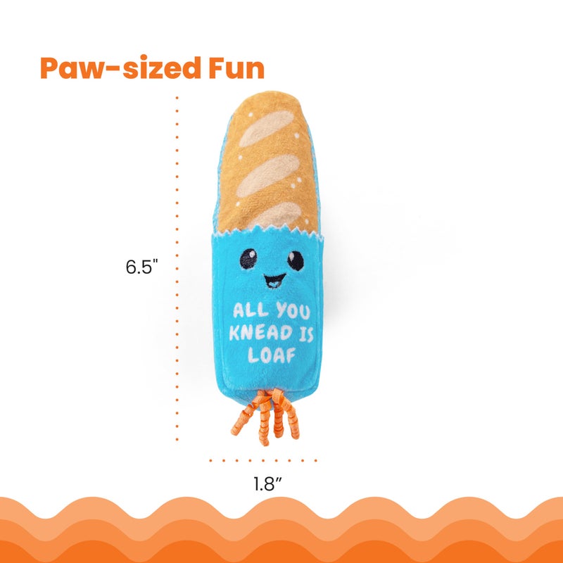 Catstages Loaf Kicker Toy with Catnip and Dental Mesh, Bread Shape, Plush and Ribbon Cat Toy for Kicking, Tossing, and Teeth Cleaning, Tan - Image 5