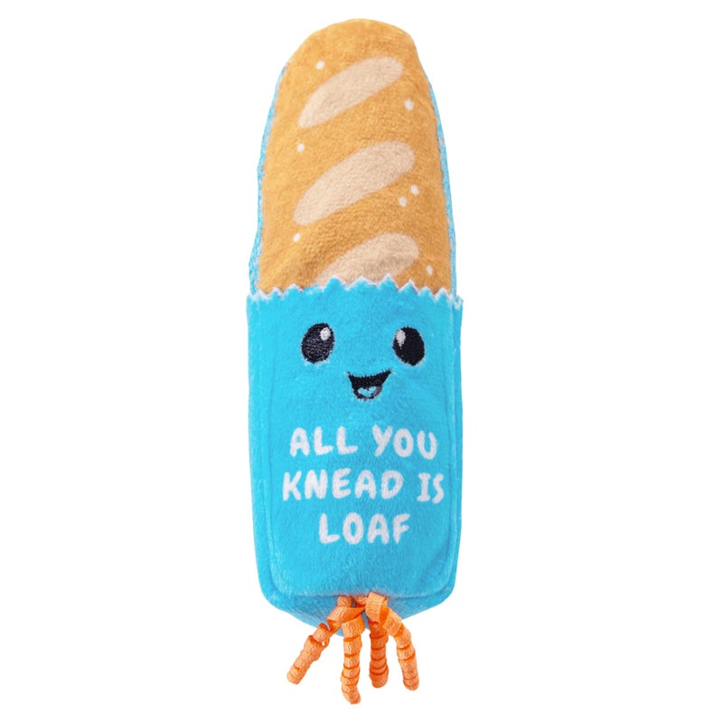 Catstages Loaf Kicker Toy with Catnip and Dental Mesh, Bread Shape, Plush and Ribbon Cat Toy for Kicking, Tossing, and Teeth Cleaning, Tan - Image 1