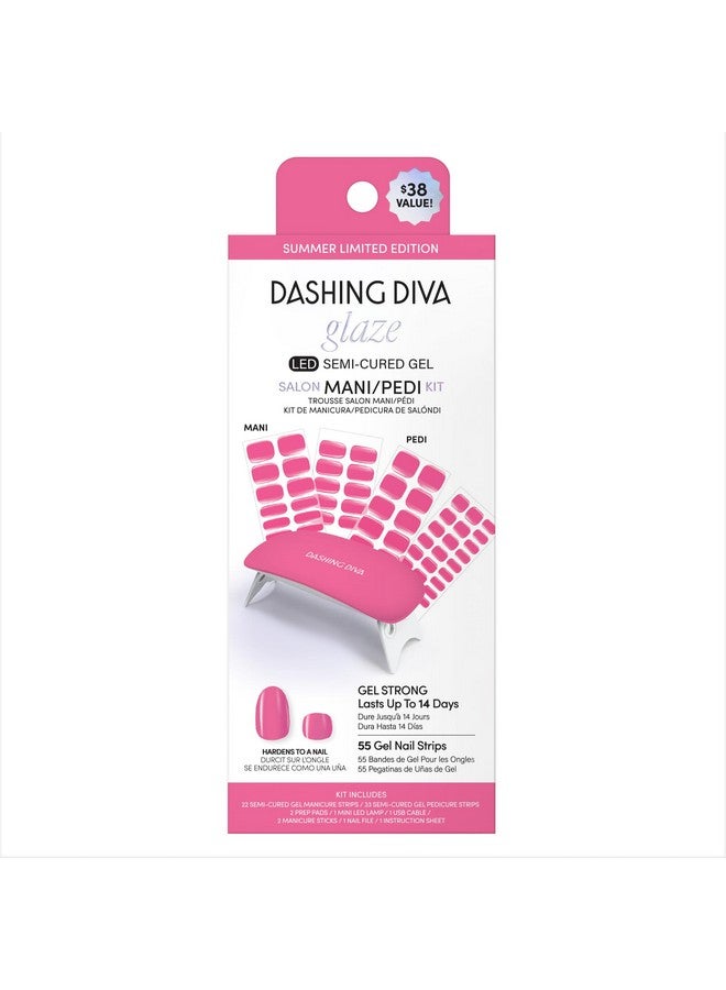 DASHING DIVA Glaze Mani Pedi Kit - The Eye Candy Glaze - Comes With Led Nail Lamp - Long Lasting, Semicured Gel Nail Strips For Toes & Hands - Image 1