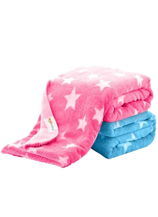 OYO BABY Newborn Baby Blankets All Season Fluffy 2 Layered Ac Wrapping Baby Blanket For Baby Boys And Baby Girls Toddlers 100Cm X 75Cm 0 12 Months ; Reversible Blanket (Baby Pink & Blue)  - Image 2