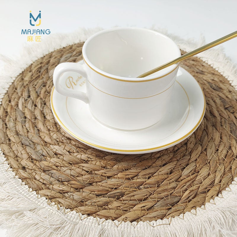 Nordic Pastoral Placemat Bohemian Style Futon Hand-Woven Tassel Edge Round Placemat Home Insulation Coaster - Image 4