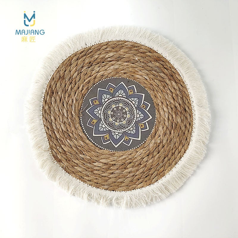 Nordic Pastoral Placemat Bohemian Style Futon Hand-Woven Tassel Edge Round Placemat Home Insulation Coaster - Image 1