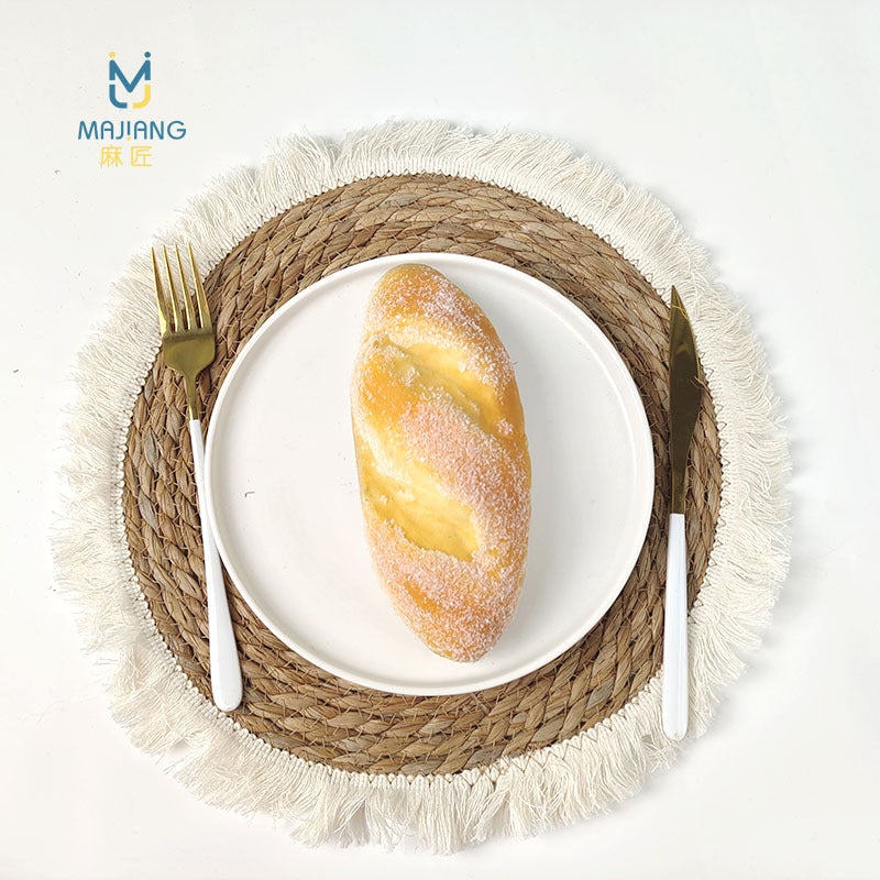 Nordic Pastoral Placemat Bohemian Style Futon Hand-Woven Tassel Edge Round Placemat Home Insulation Coaster - Image 3