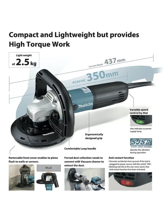 Makita Concrete Floor Planer, Wheel Diameter 125mm (5 inch), 1400W, 3.6kg - Image 4