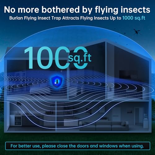 BURLAN Fruit Fly Traps Indoor for Home: Plug in Mosquito Bug Zapper Gnat Moth Catcher with 9W Night UV Light, 2 Devices 20 Sticky Glue Board Refills for Indoors Flying Insect Trap - Image 4