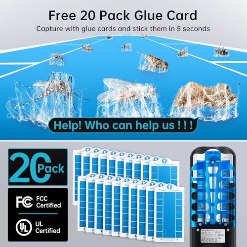 BURLAN Fruit Fly Traps Indoor for Home: Plug in Mosquito Bug Zapper Gnat Moth Catcher with 9W Night UV Light, 2 Devices 20 Sticky Glue Board Refills for Indoors Flying Insect Trap - Image 5