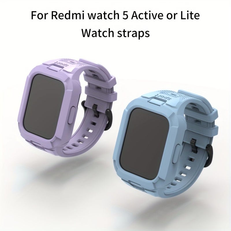 غطاء وجه وسوار ساعة باللون البرتقالي متعدد الاستخدامات 2 في 1 لساعة Redmi Watch 5 Active أو Lite - Image 3